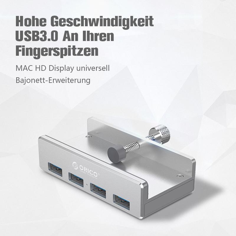 Anbaubarer USB 3.0-Adapter-Hub auf der Schreibtischseite