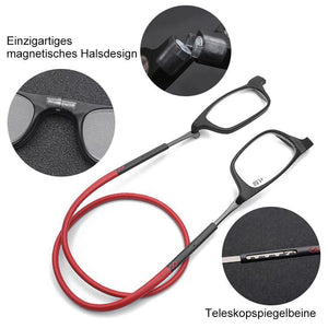 Teleskopische magnetische hängende Halslesebrille