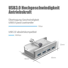 Laden Sie das Bild in den Galerie-Viewer, Anbaubarer USB 3.0-Adapter-Hub auf der Schreibtischseite
